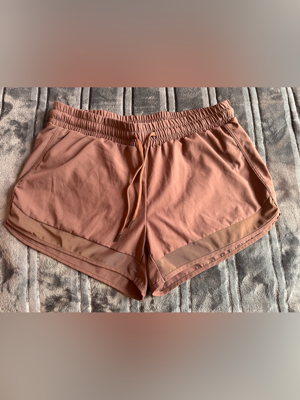 Crz yoga cocoa brown running shorts with liner size small